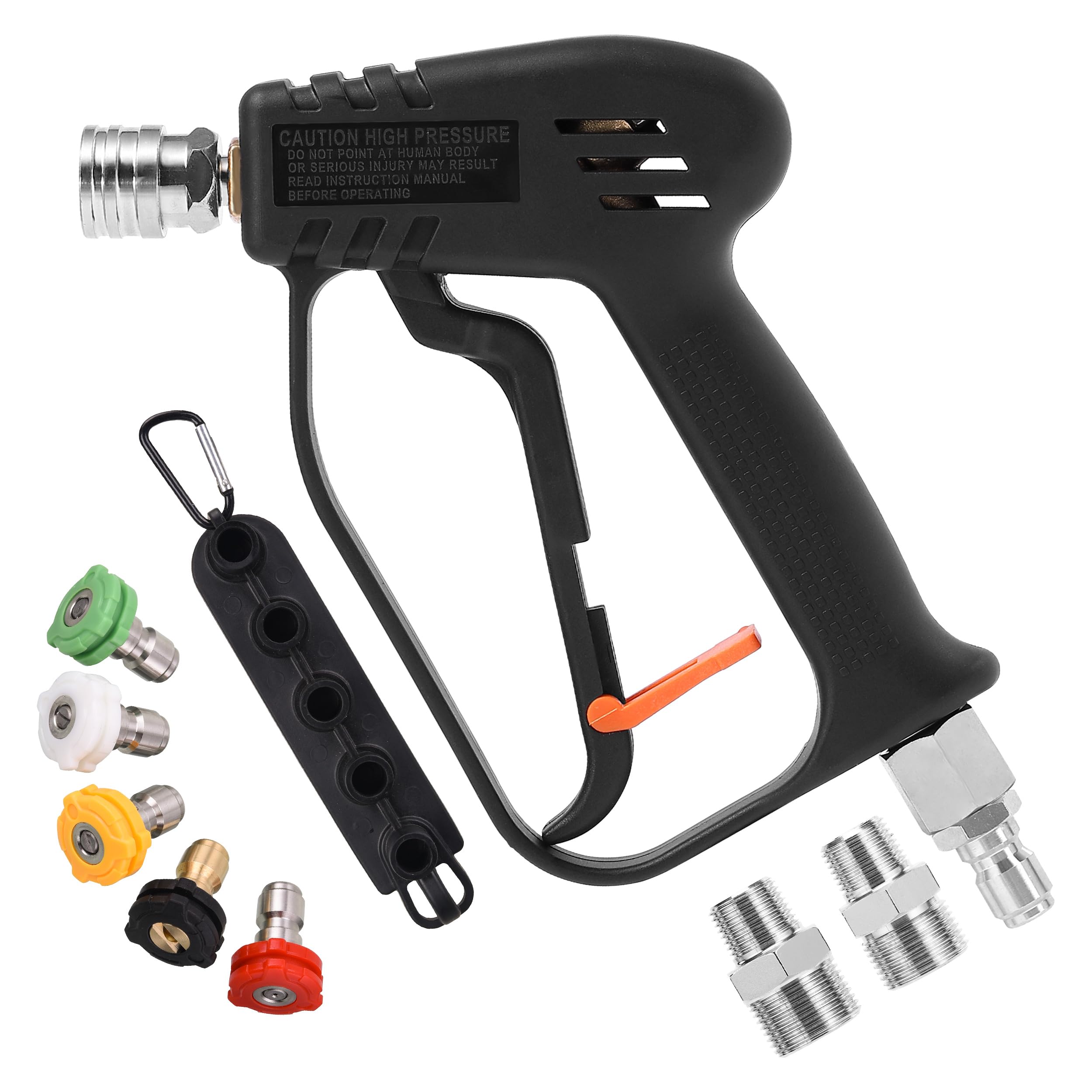 JOEJET pressure washer gun front view showing compact design and control benefits