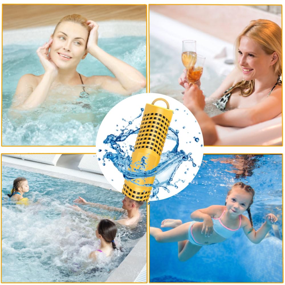 Joepoe mineral stick in a backyard spa scene conveying improved water comfort