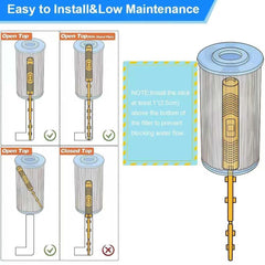 Joepoe mineral stick positioned next to hot tub filter highlighting compatibility