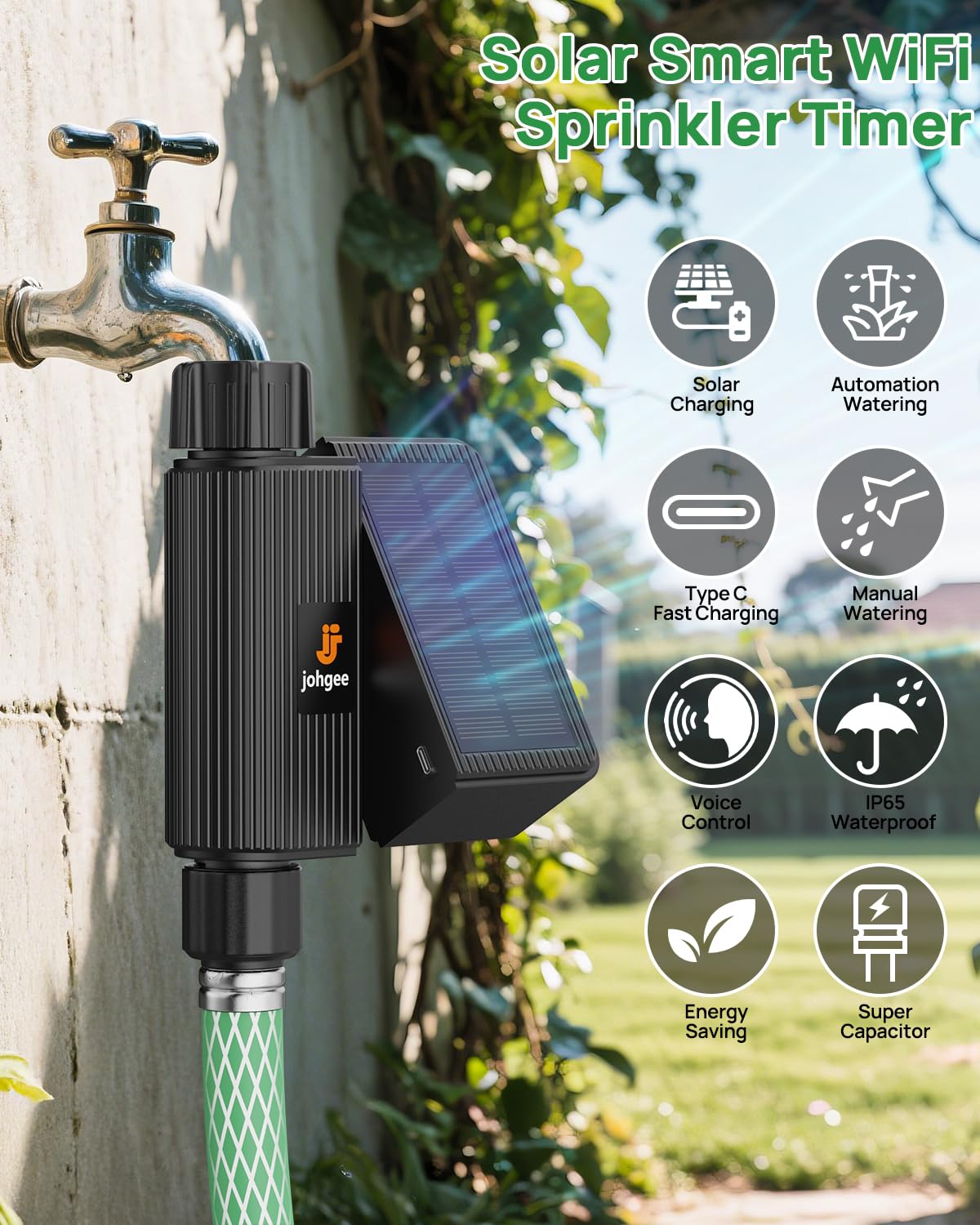 johgee adjustable solar panel closeup highlighting continuous charging benefit