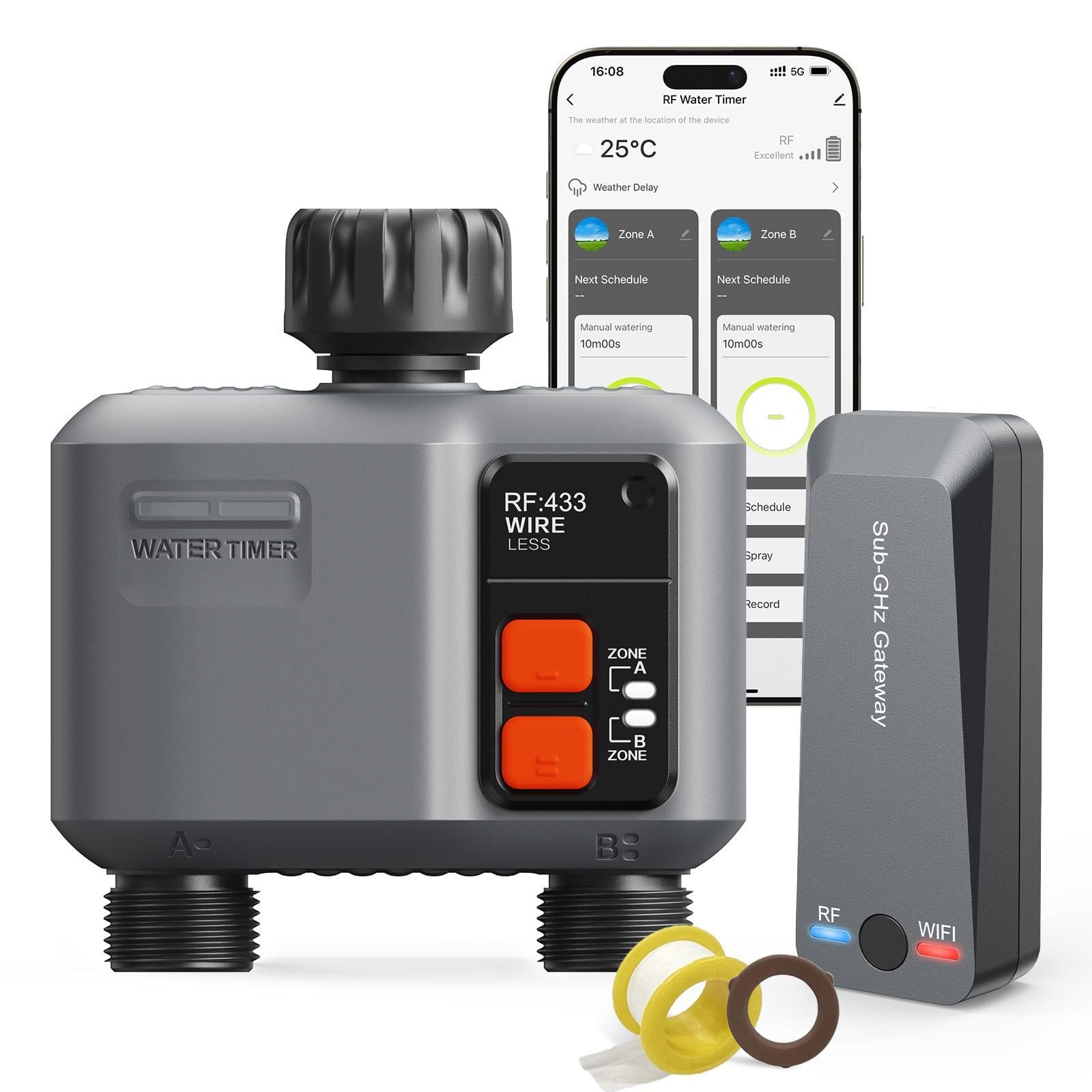 johgee front-facing timer showing dual outlets and display for easy control