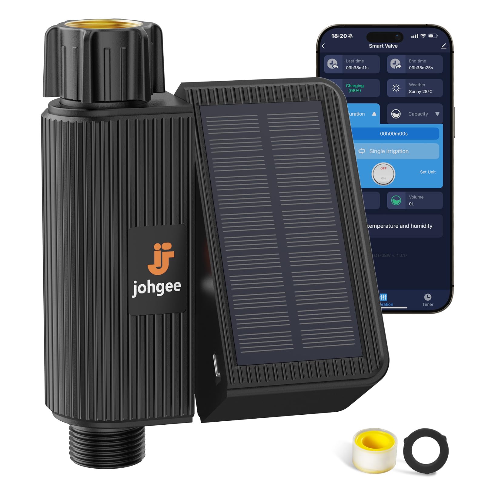 johgee front view with hose connection showing easy installation benefit