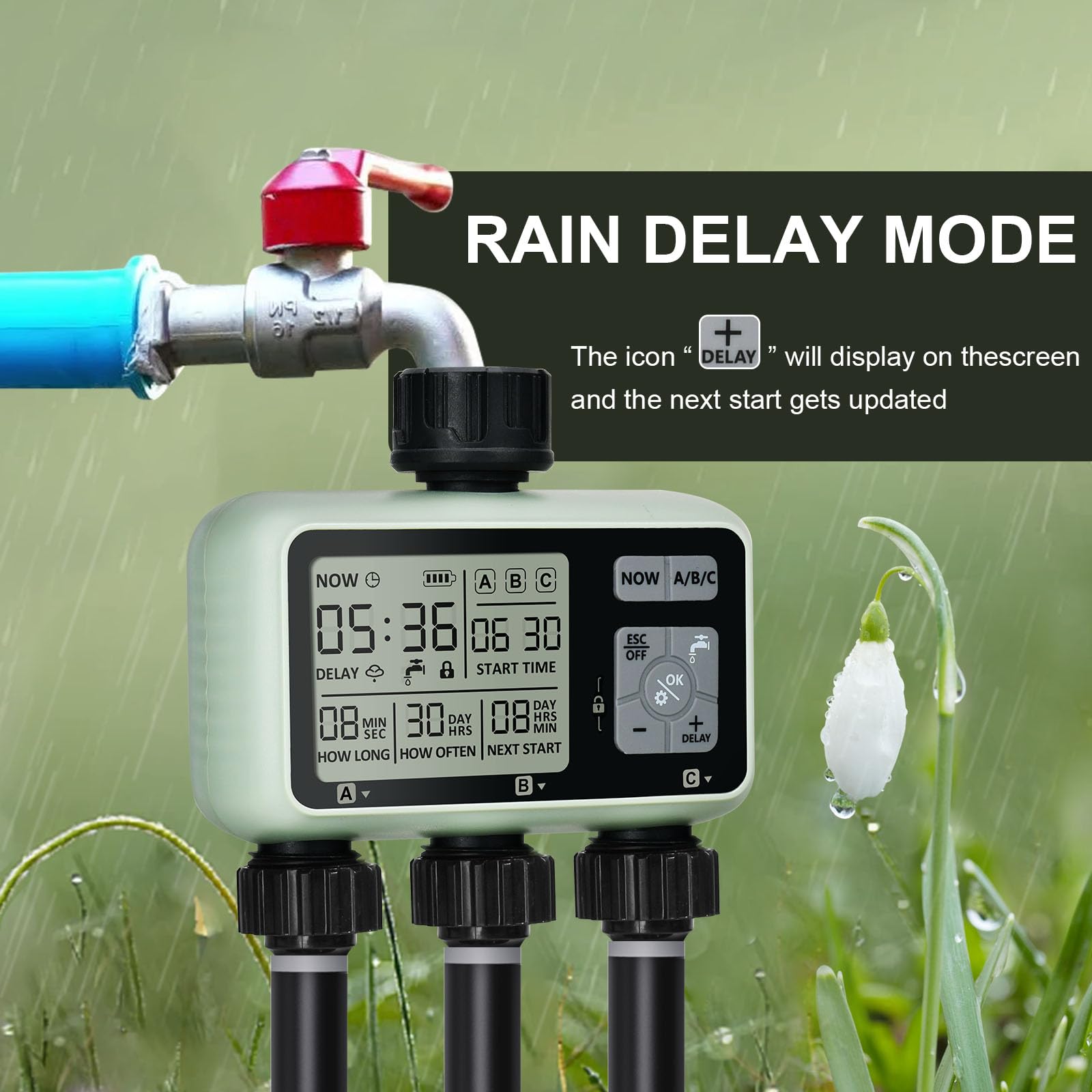 johgee installed on garden faucet demonstrating easy setup and weatherproof build