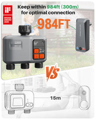 johgee mounted near sprinklers enabling reliable garden coverage