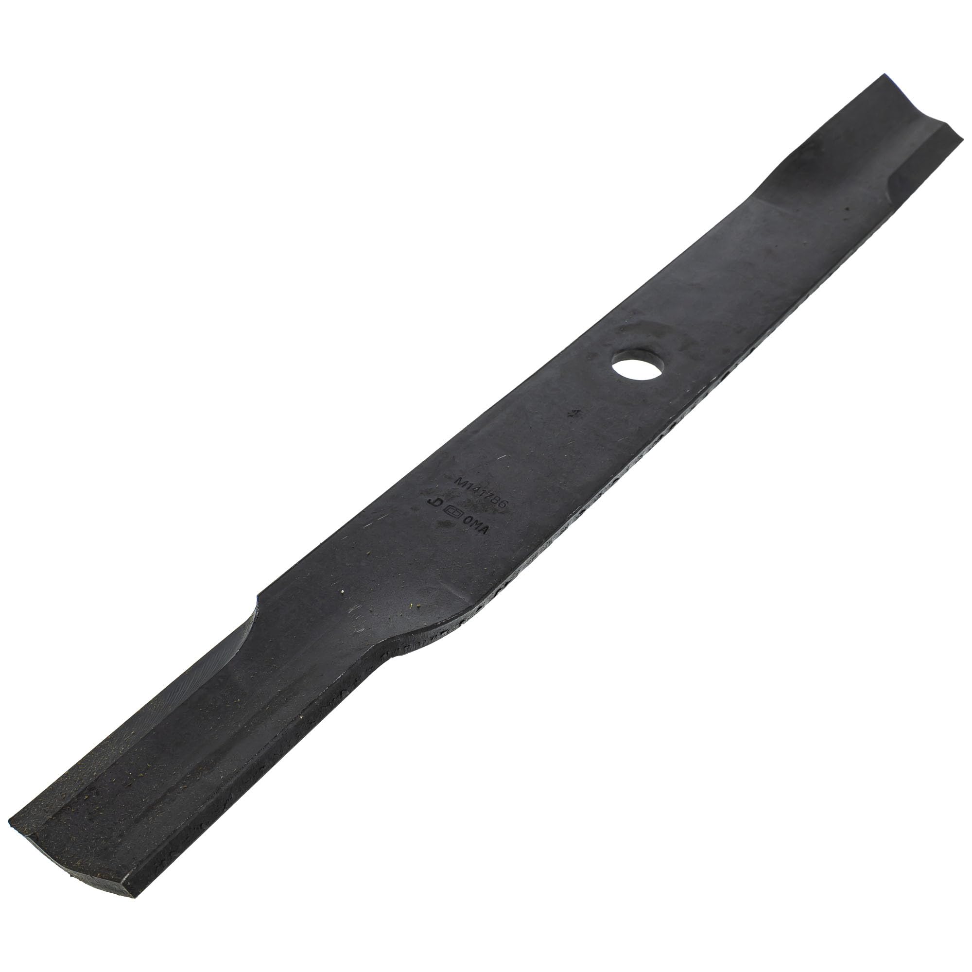John Deere blades beside tape measure showing correct 72-inch mower scale
