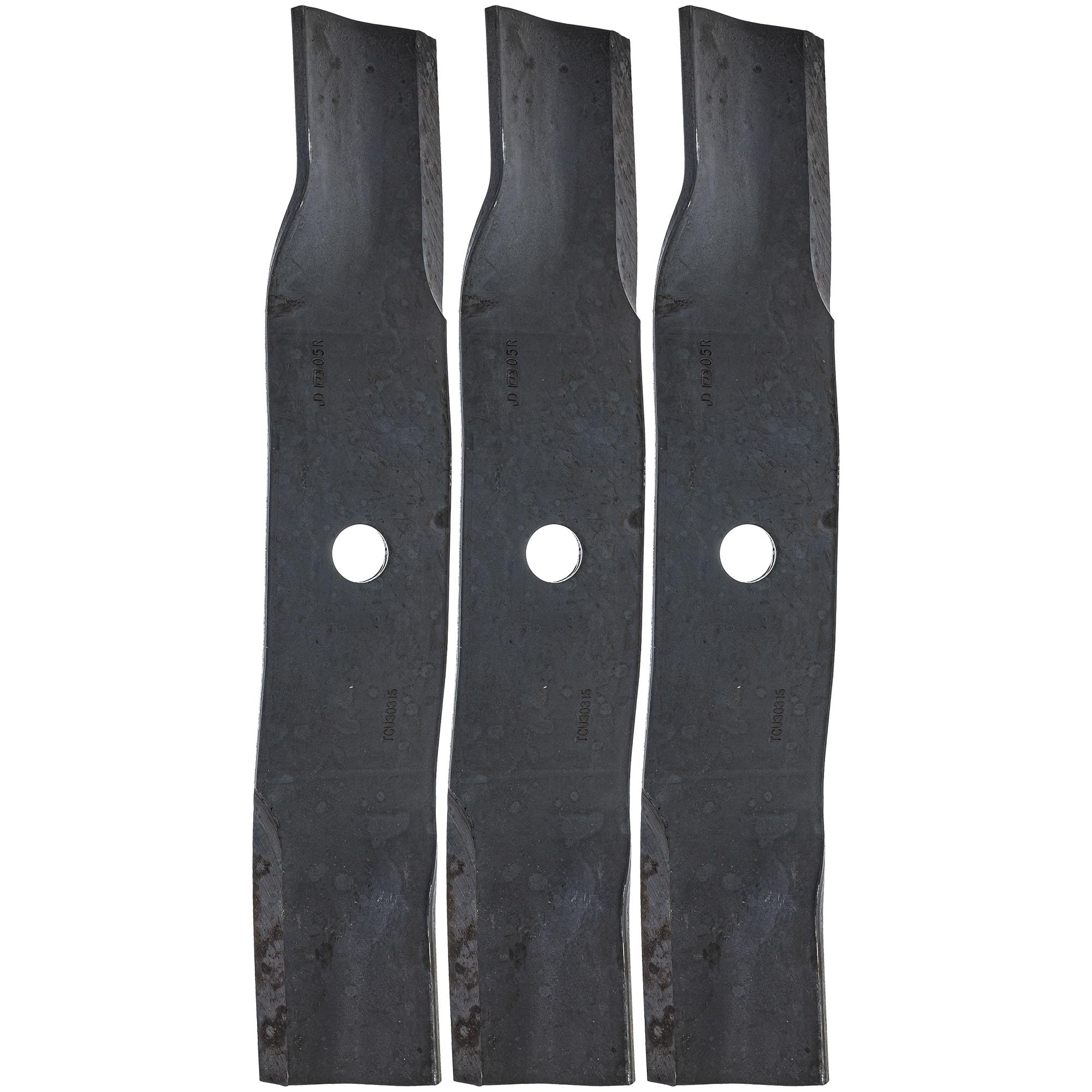 John Deere three blades front view showing OEM fit and balanced design benefit