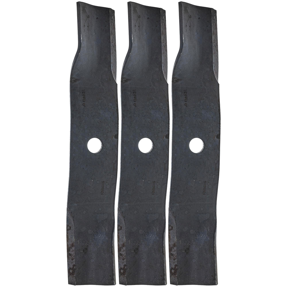 John Deere three blades front view showing OEM fit and balanced design benefit