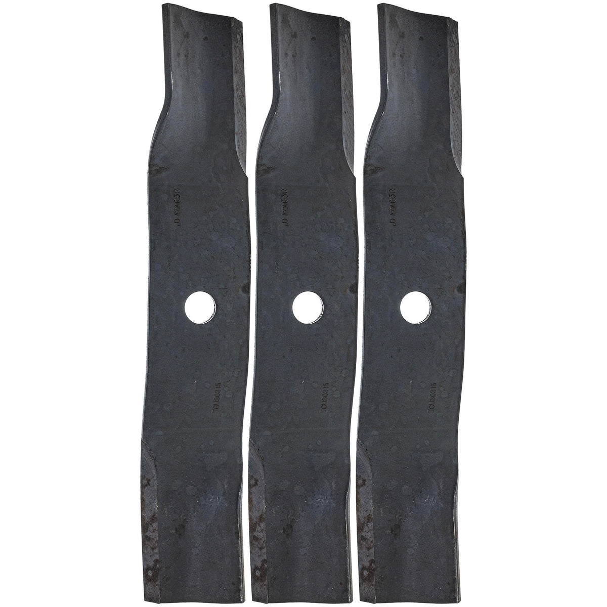 John Deere three blades front view showing OEM fit and balanced design benefit