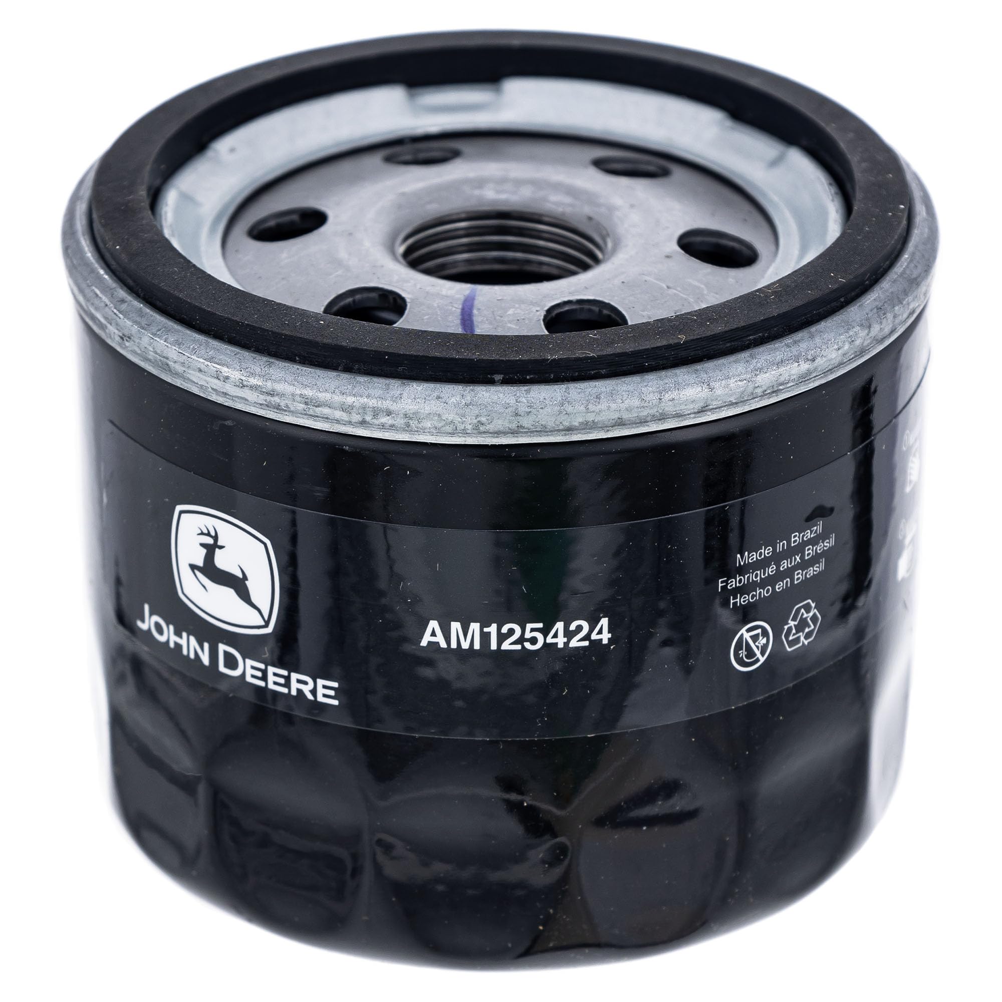 John Deere fuel filter top view highlighting clean fuel delivery benefit