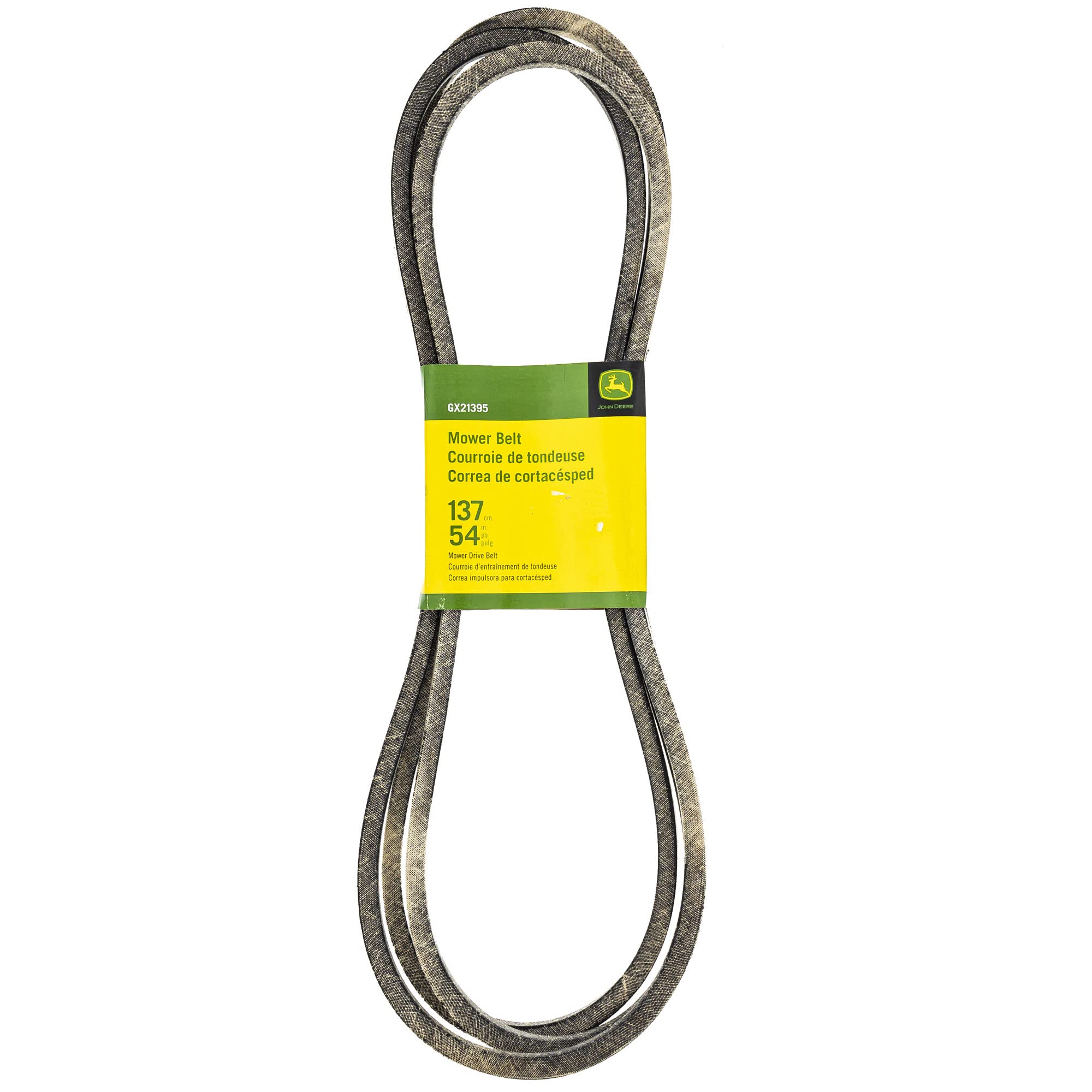 John Deere GX21395 front view showing full belt and fit for quick identification and correct replacement