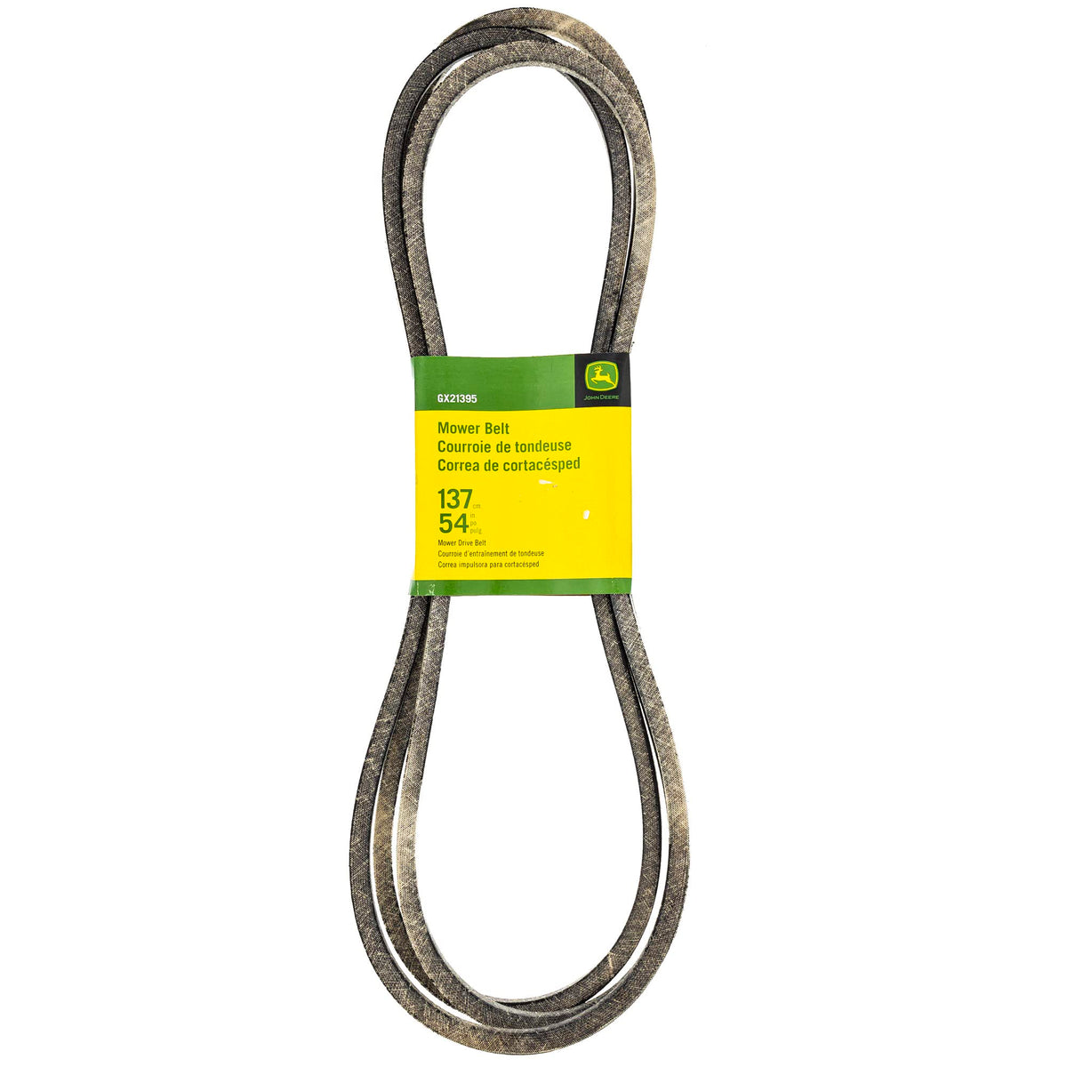 John Deere GX21395 front view showing full belt and fit for quick identification and correct replacement