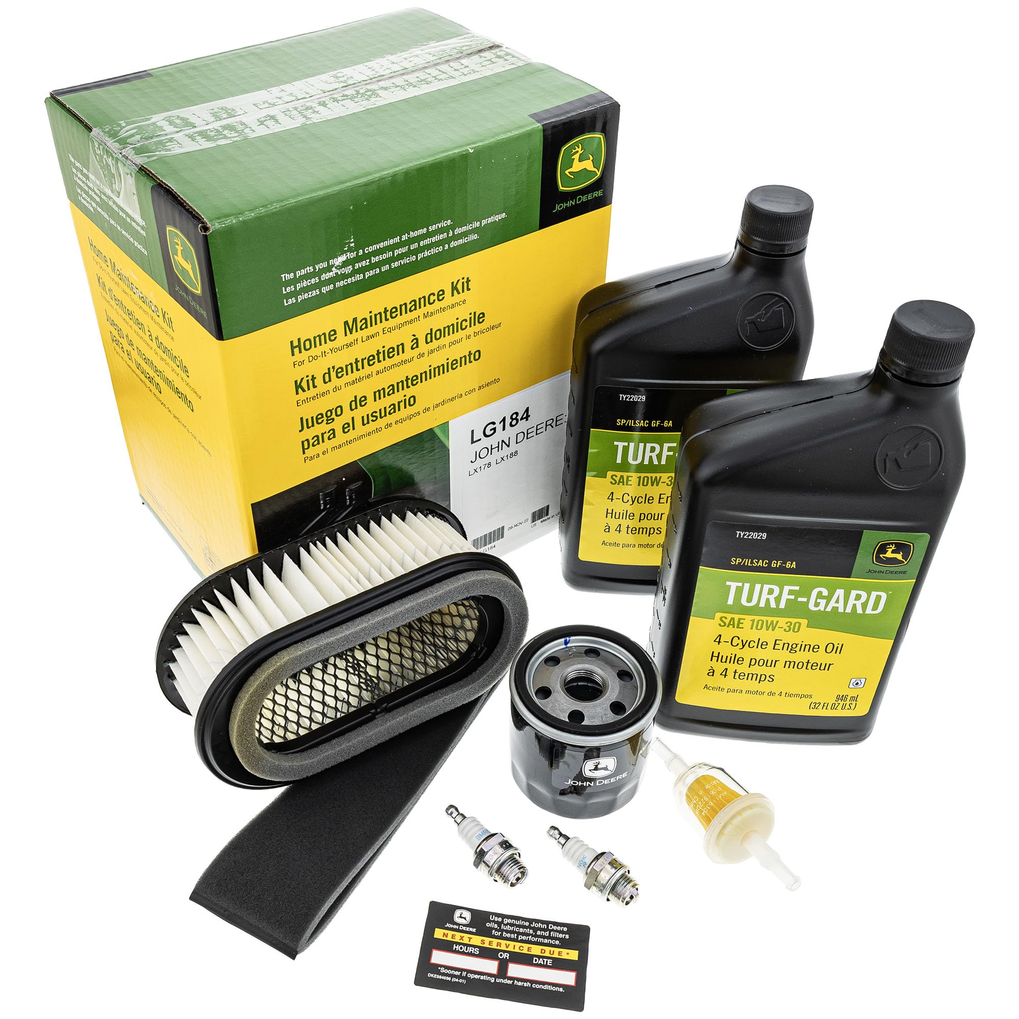 John Deere kit front packaging showing complete LG184 contents and ease