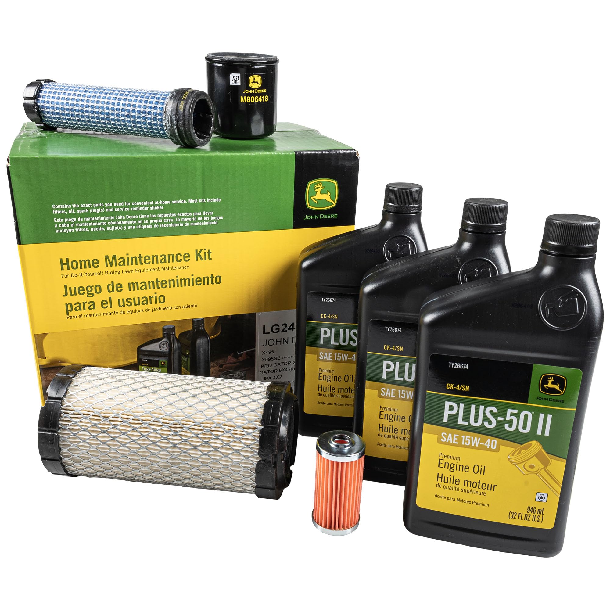 John Deere LG243 front packaging showing kit components and OEM branding for accurate fit