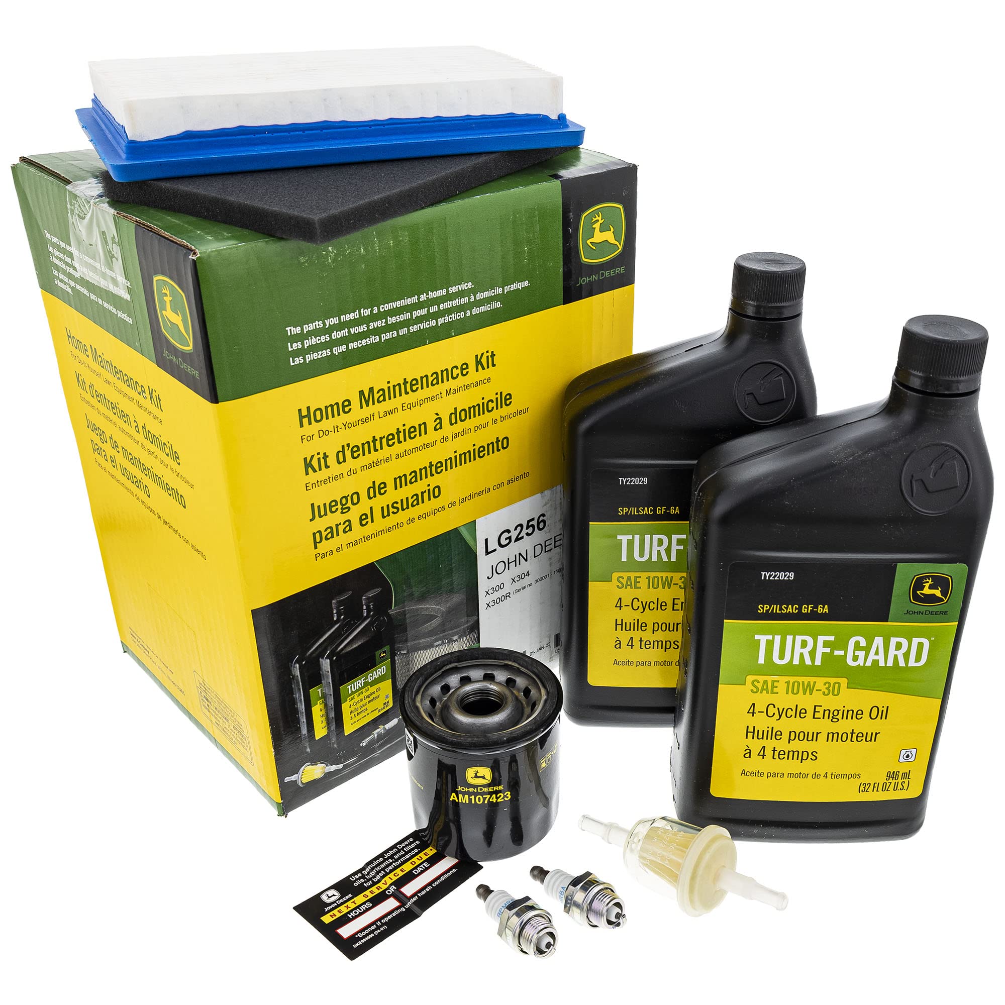 John Deere LG256 front packaging showing complete OEM kit benefits