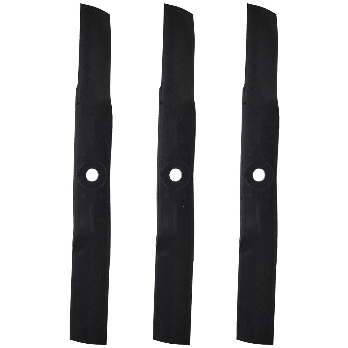 John Deere M143504 three-blade set front view showing OEM fit and finish