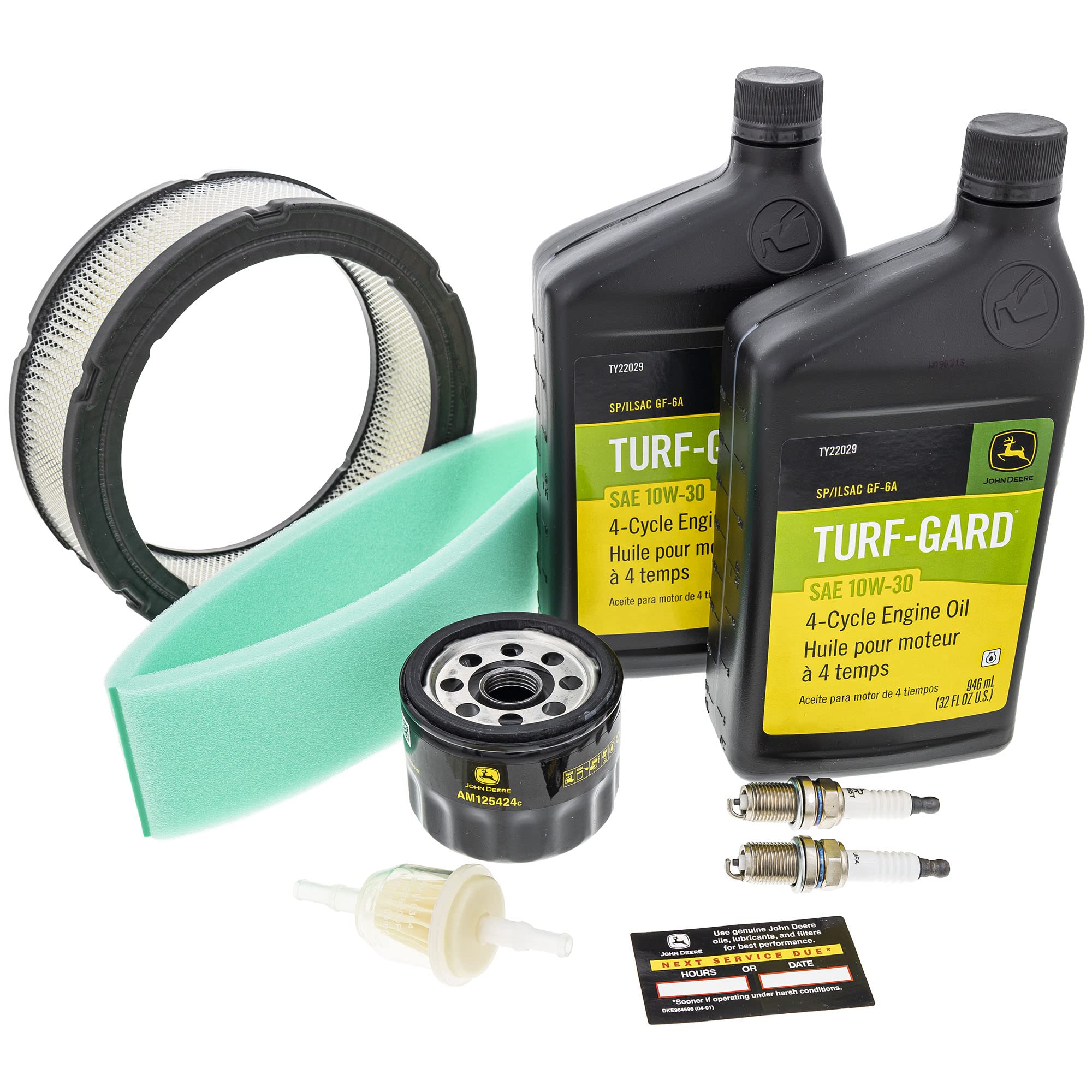 John Deere two quarts TY22029 oil with readable label for correct viscosity and confidence