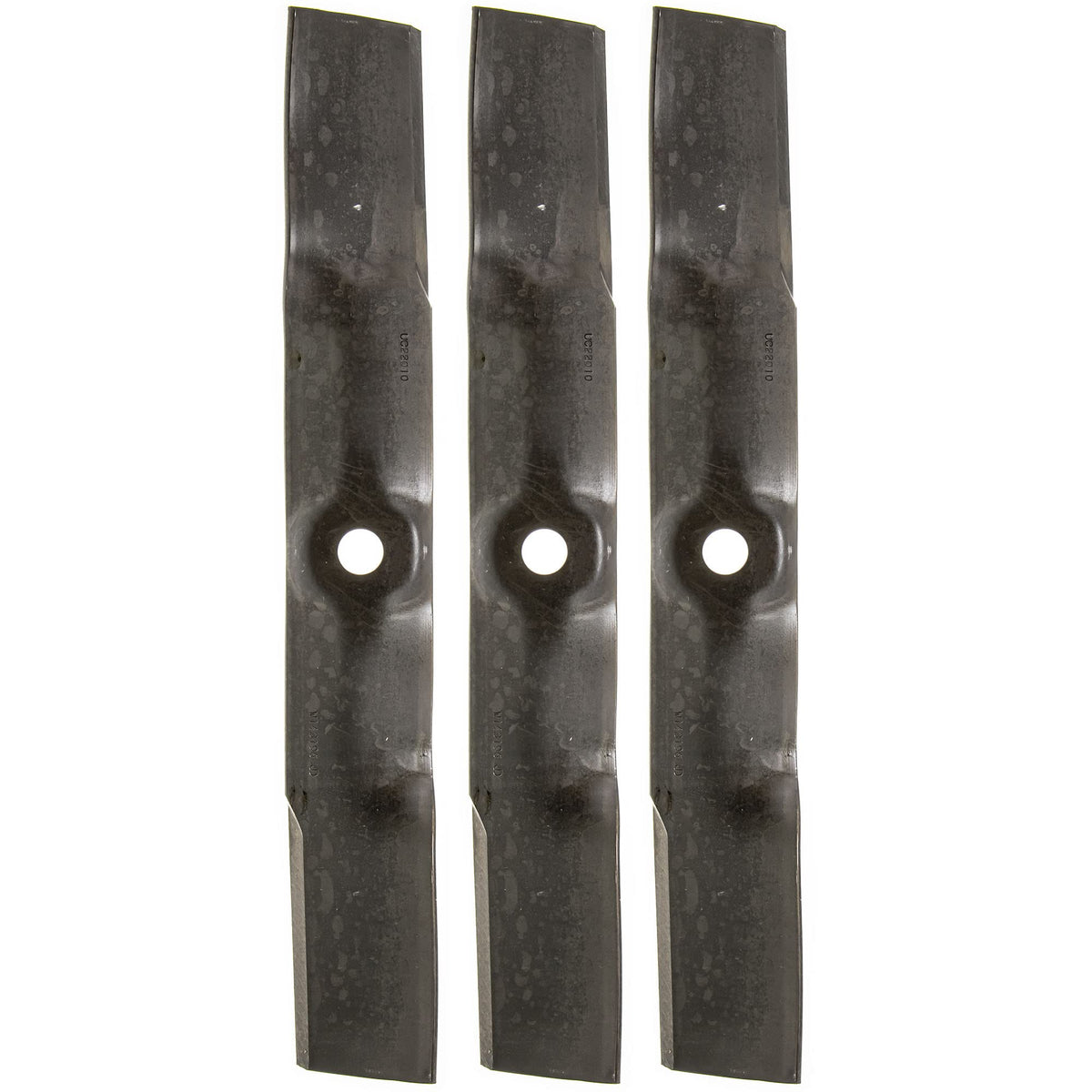 John Deere UC22010 three-pack front view showing packaging and blades, durable replacement