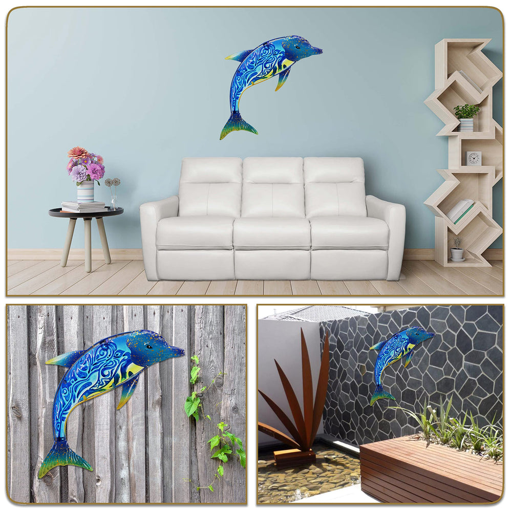 John's Studio dolphin hanging in patio adding coastal atmosphere