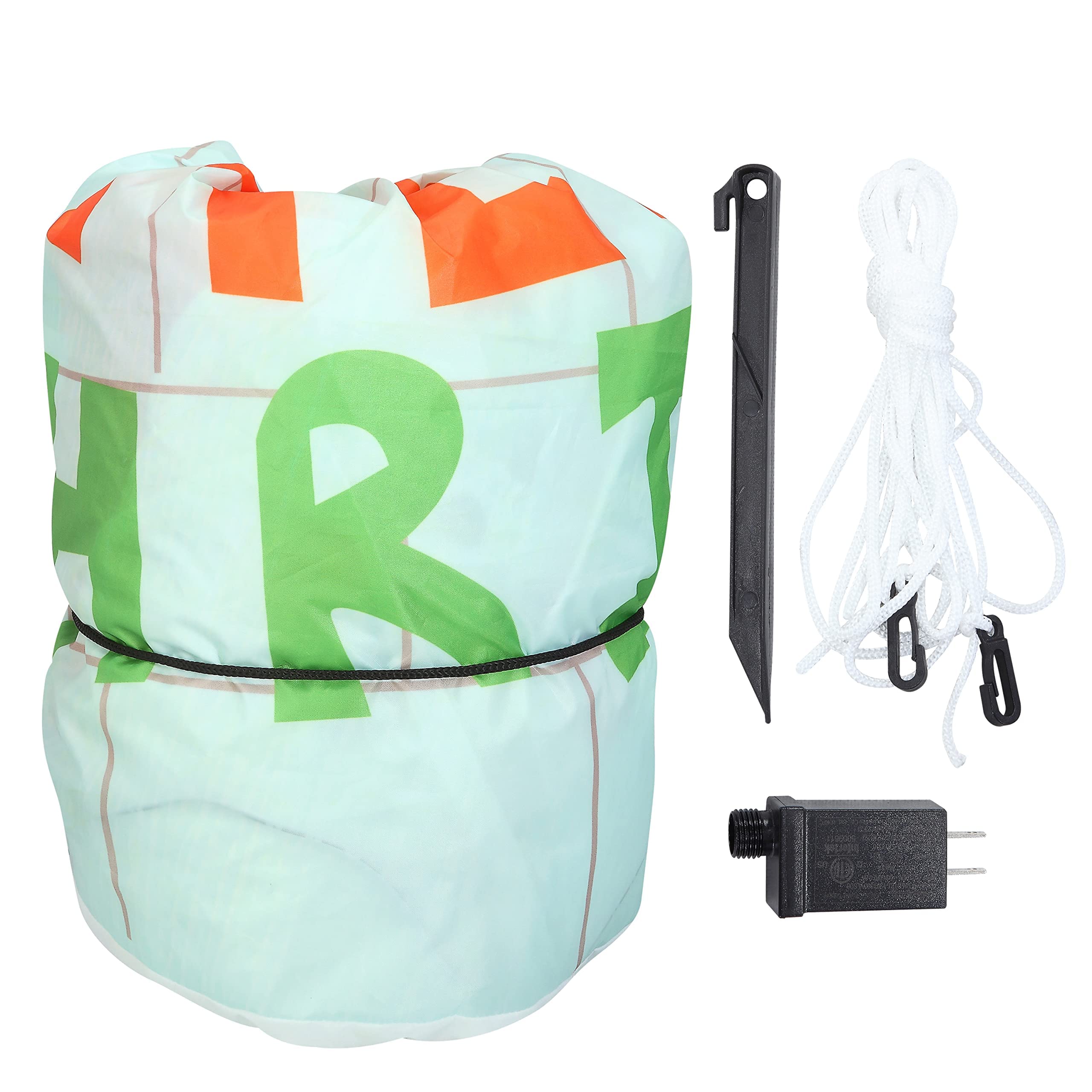 Joiedomi ground stakes and built-in sandbags securing the inflatable in wind