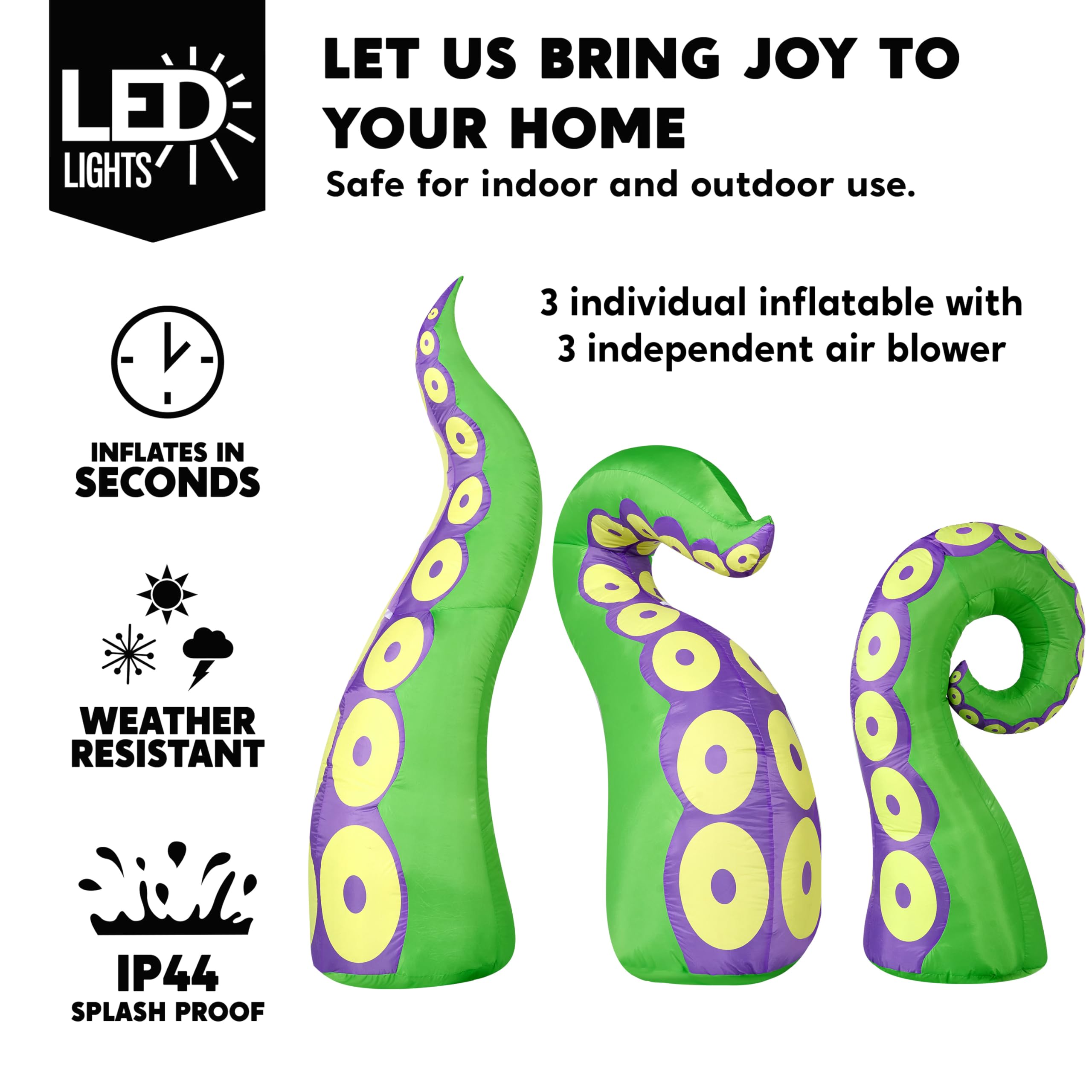 Joiedomi illuminated tentacle with built-in LEDs enhancing nighttime visibility