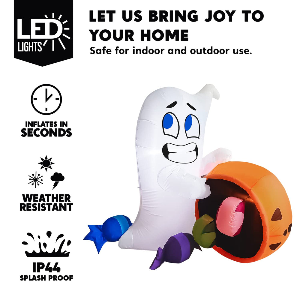 Joiedomi inflatable glowing at night, provides bright yard visibility
