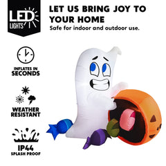 Joiedomi inflatable glowing at night, provides bright yard visibility