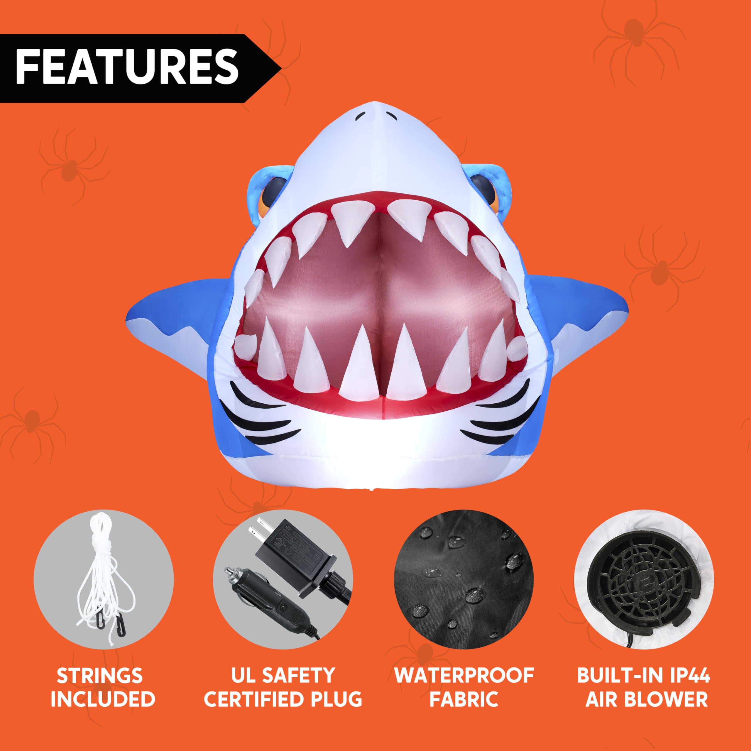 Joiedomi shark secured on car trunk demonstrating easy installation