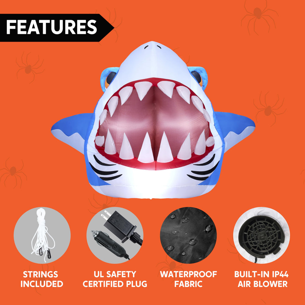 Joiedomi shark secured on car trunk demonstrating easy installation