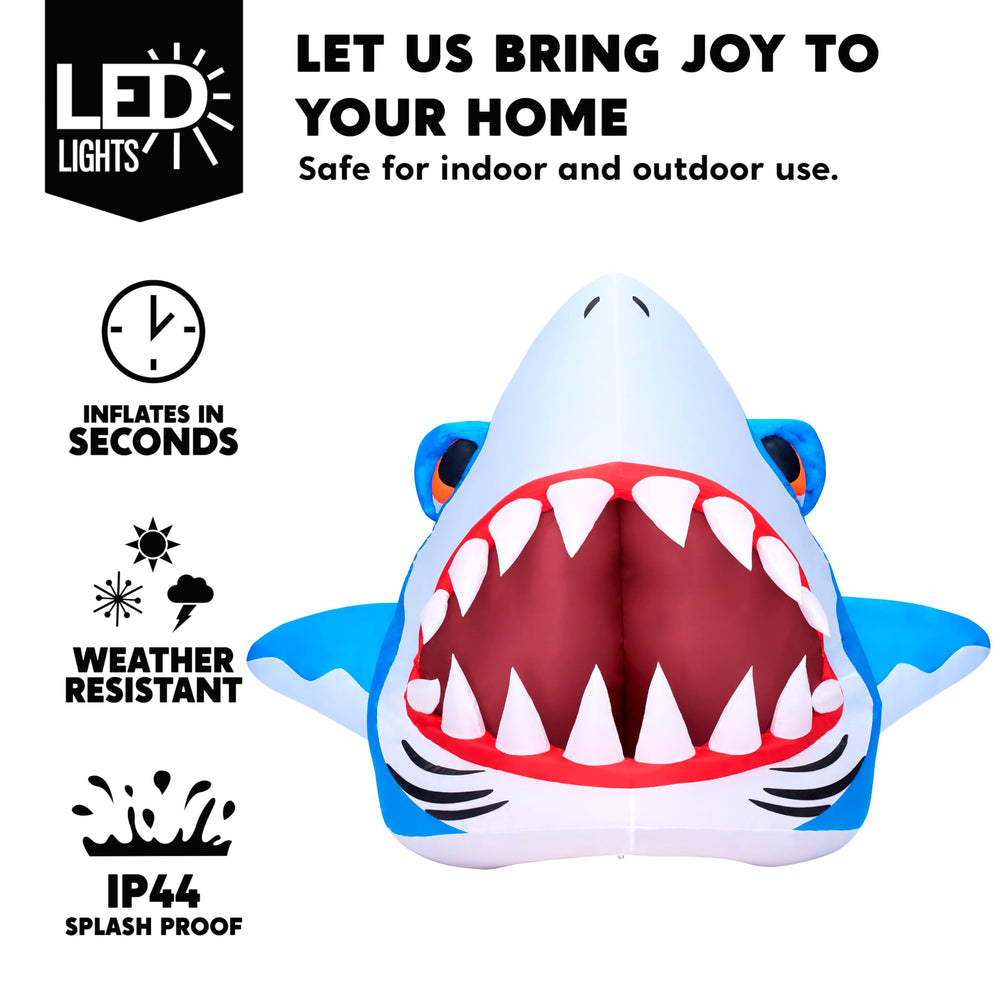 Joiedomi shark lit by LEDs at night creating eye-catching glow
