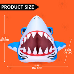 Joiedomi shark mouth used as candy holder engaging trick-or-treaters
