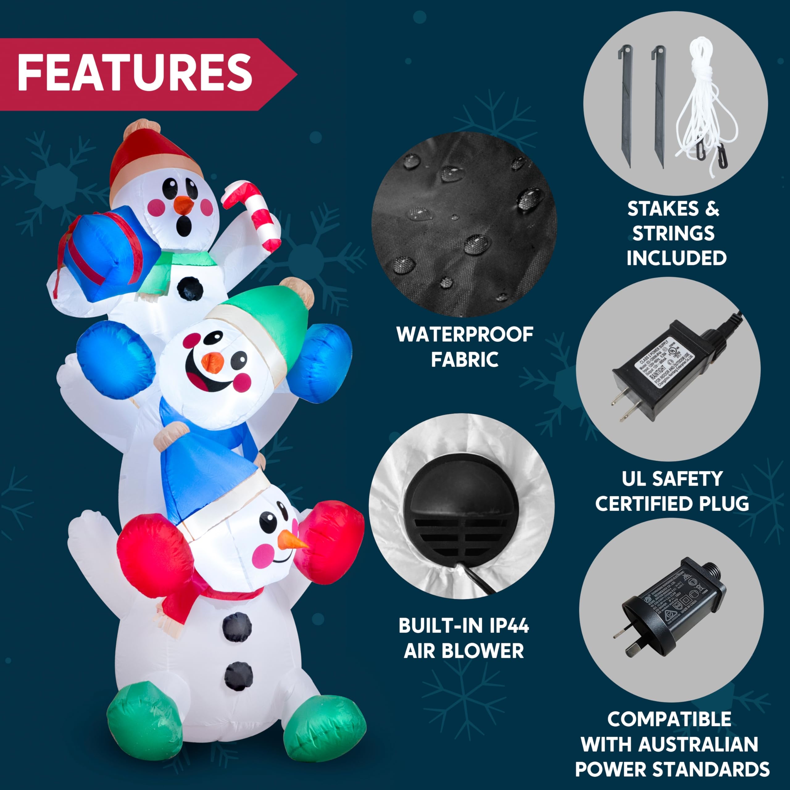 Joiedomi snowman size comparison beside a front door shows scale