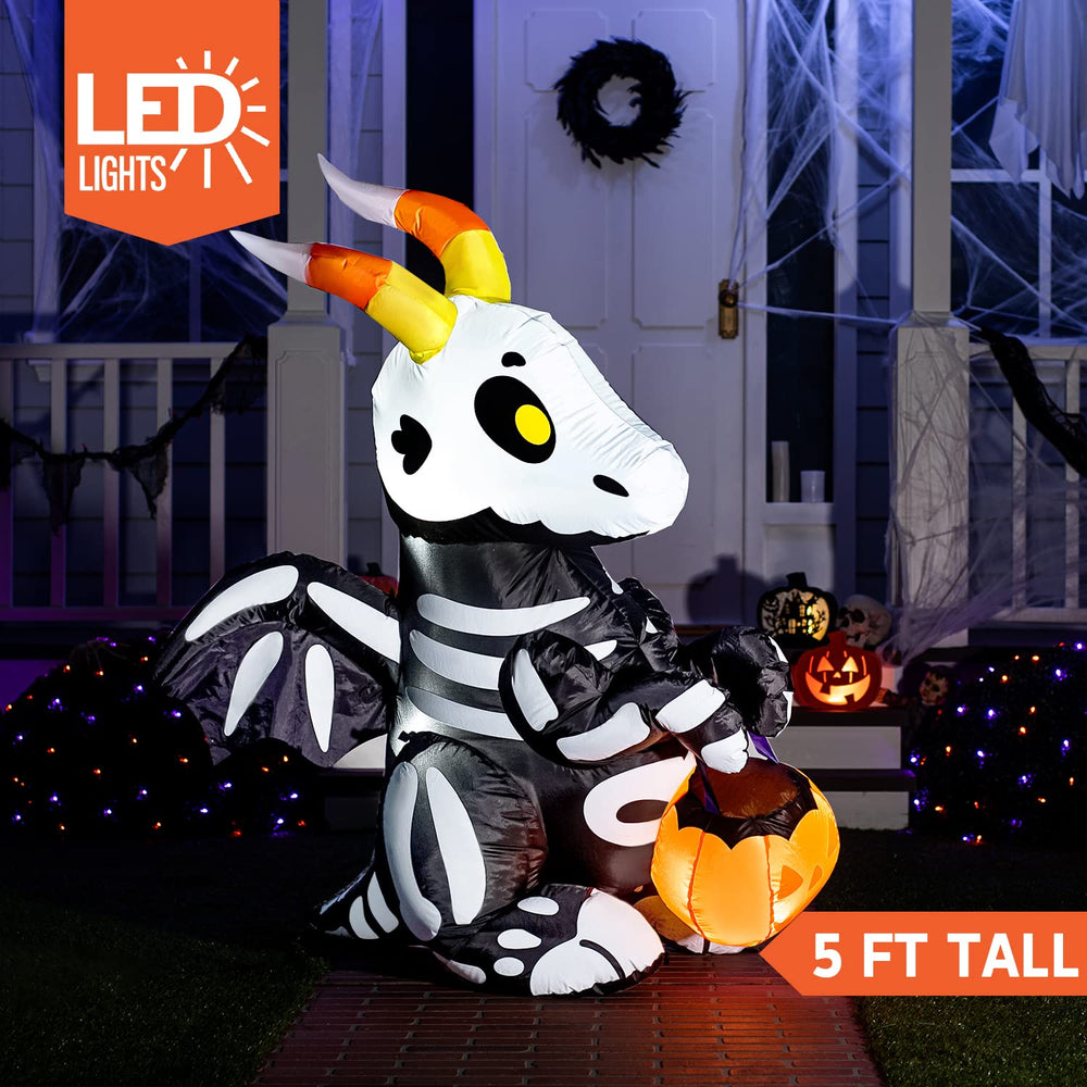 Joiedomi skeleton dragon close-up of LEDs highlighting bright nighttime visibility