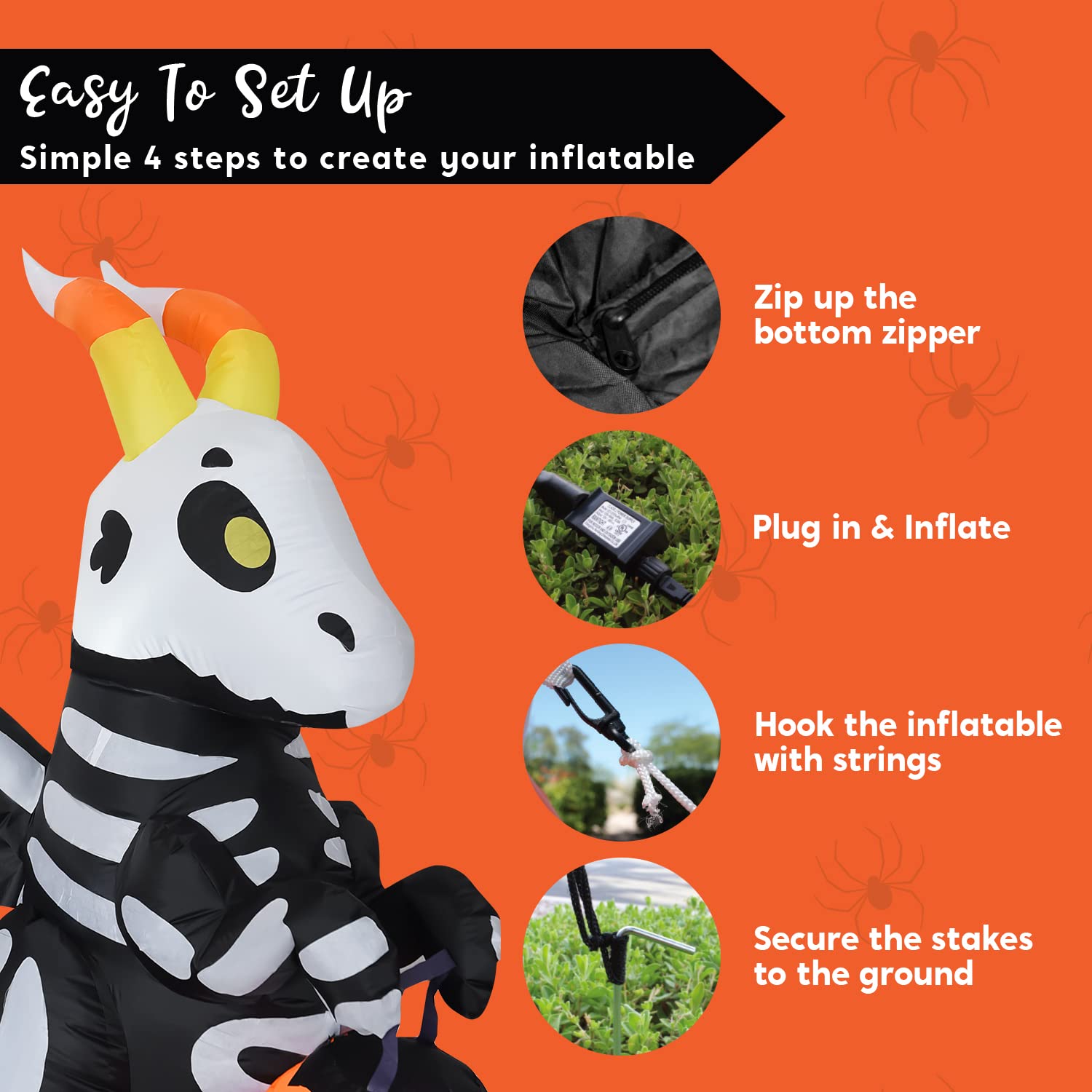 Joiedomi skeleton dragon folded in storage bag for easy off-season packing