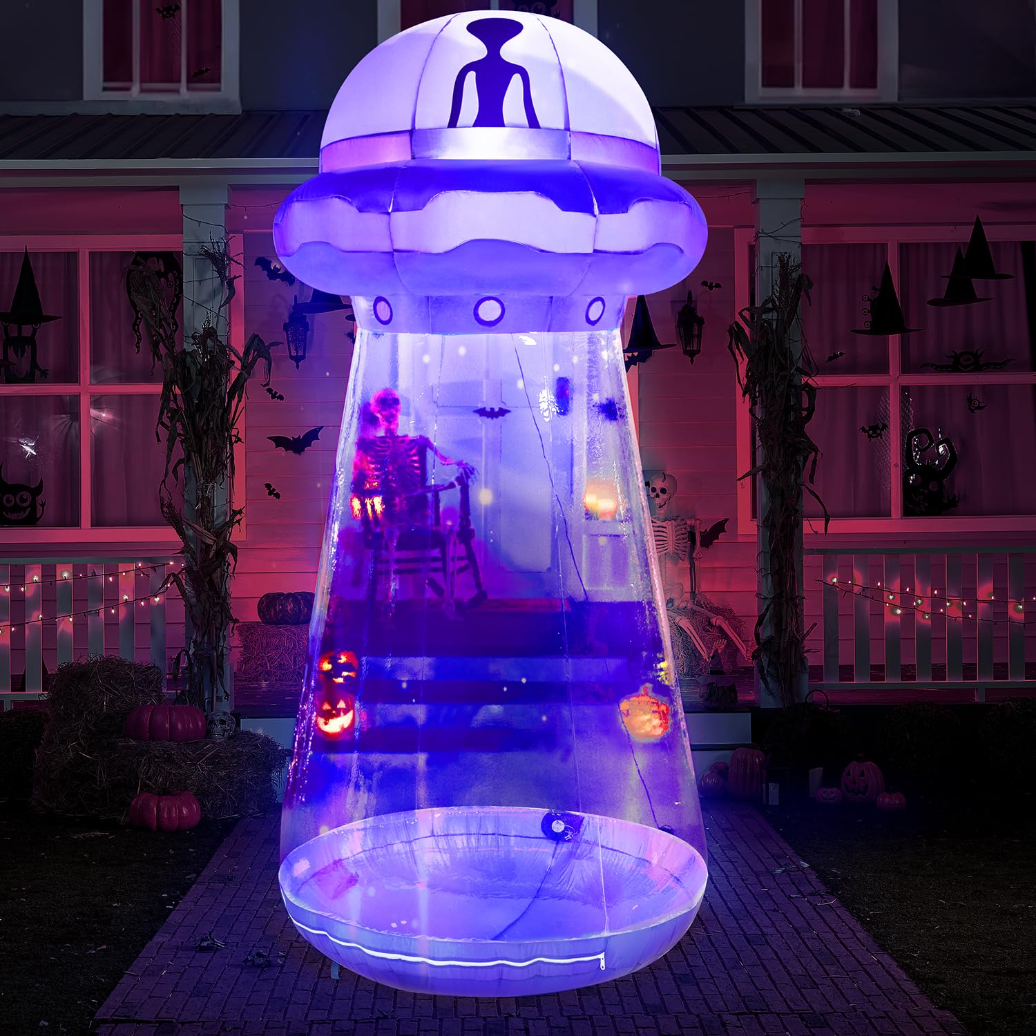 Joiedomi front view of inflatable UFO creating a dramatic yard focal point