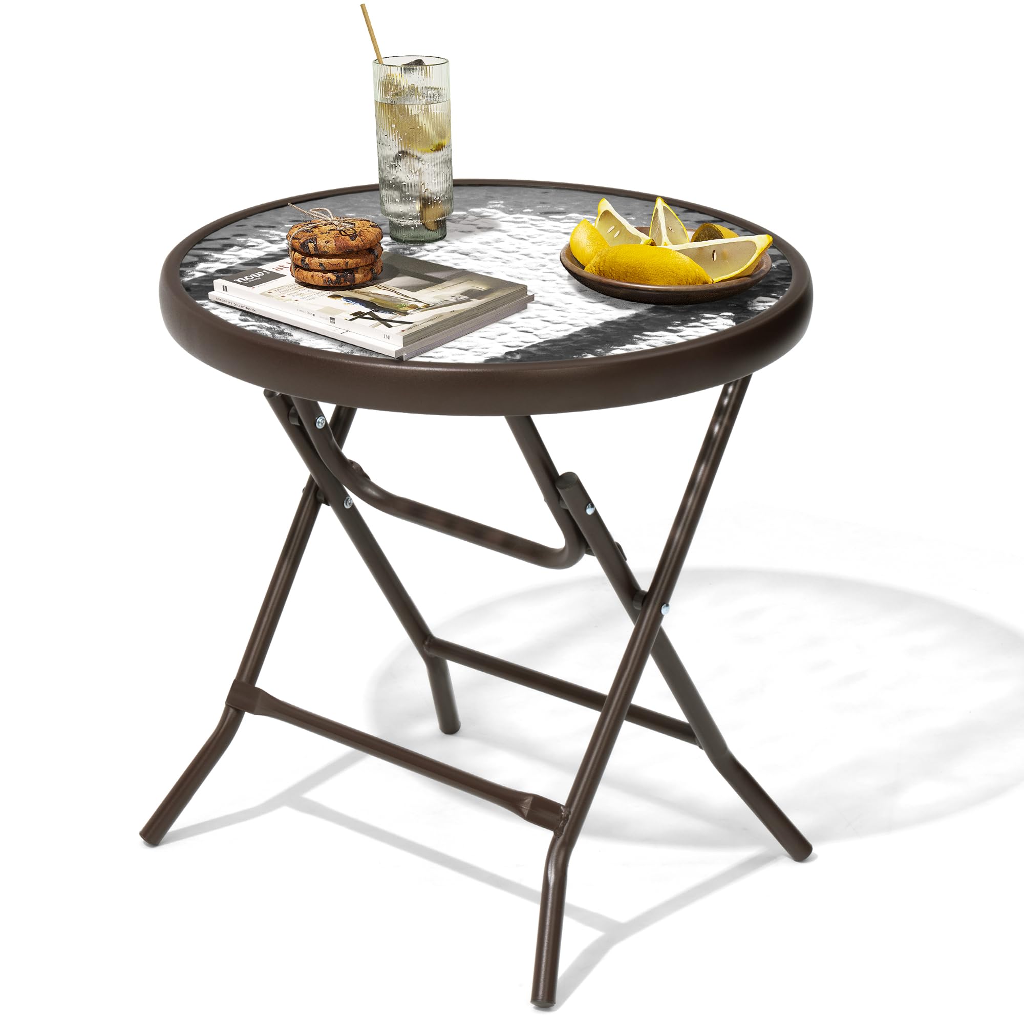 JOINHOM patio lifestyle setting with table beside lounger benefit: stylish outdoor accent surface