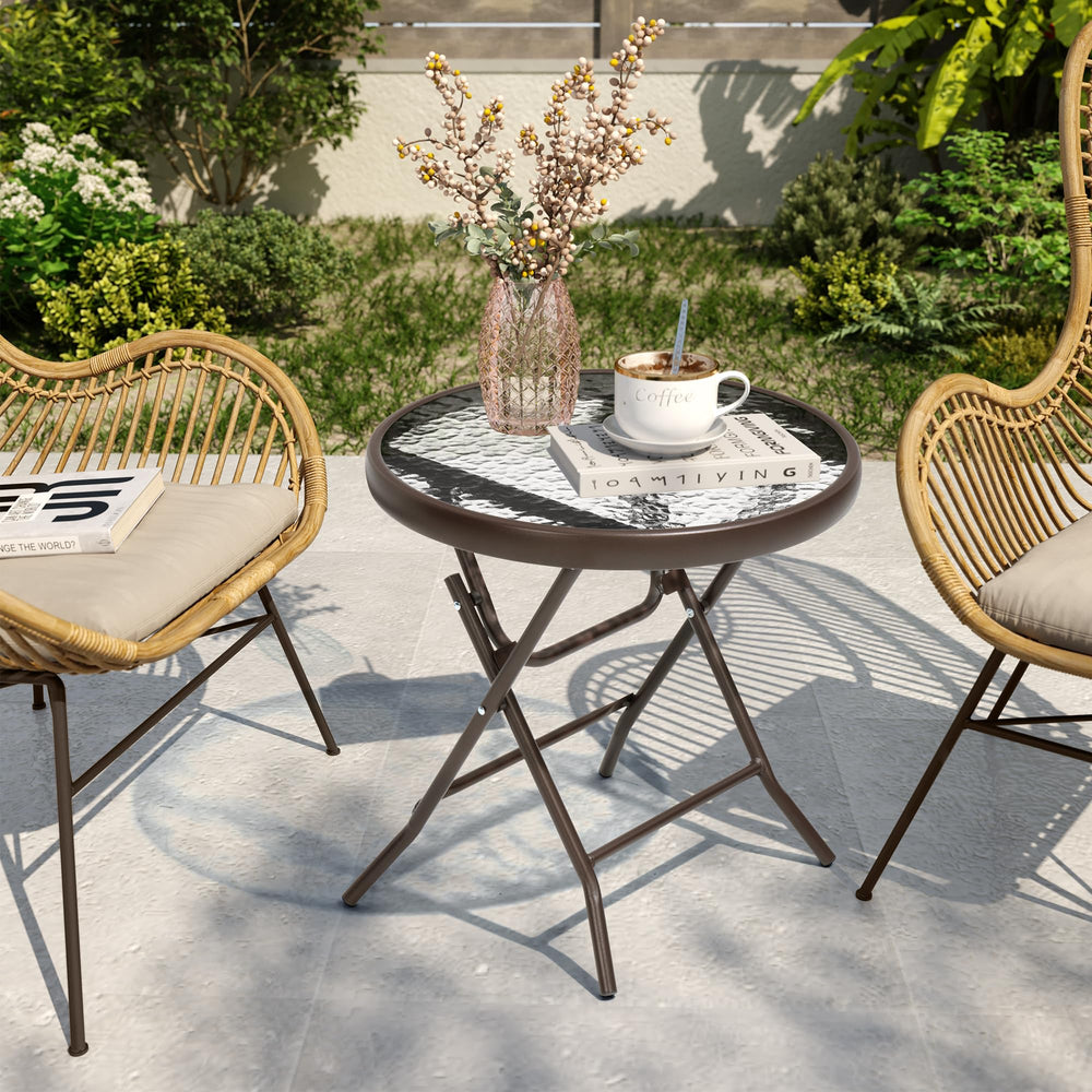 JOINHOM size comparison next to patio chair showing 17.7 inch scale
