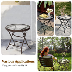 JOINHOM size scale next to chair showing 17.7" height benefit: pairs with standard patio seating