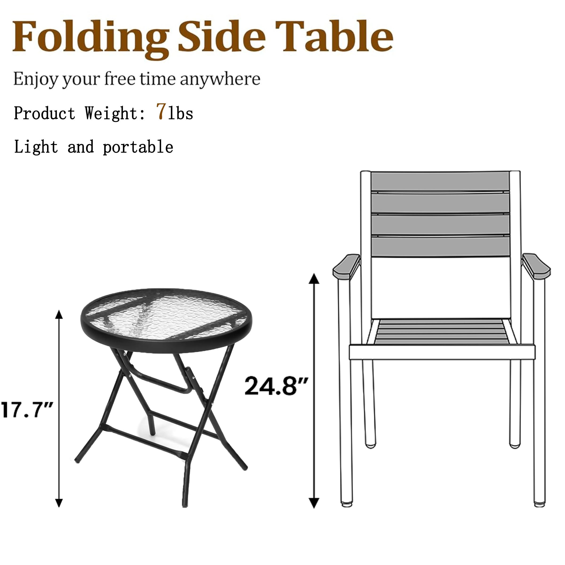 JOINHOM table next to chair for size comparison showing compact footprint
