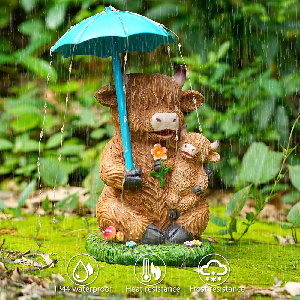 Joint Honglin umbrella with raindrop string lights glowing for evening ambiance
