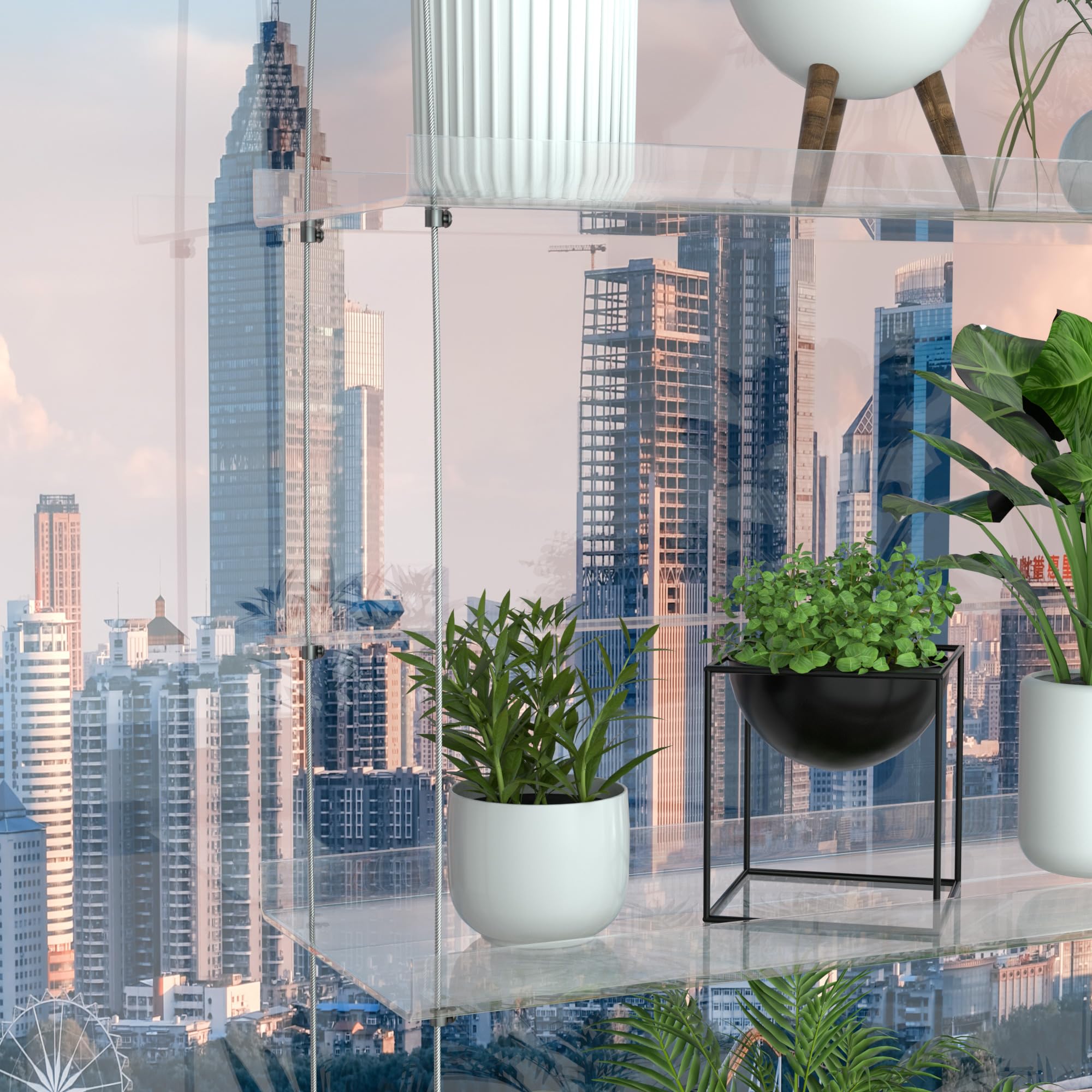 Jolitac shelf installed in sunny window with plants benefiting from abundant light