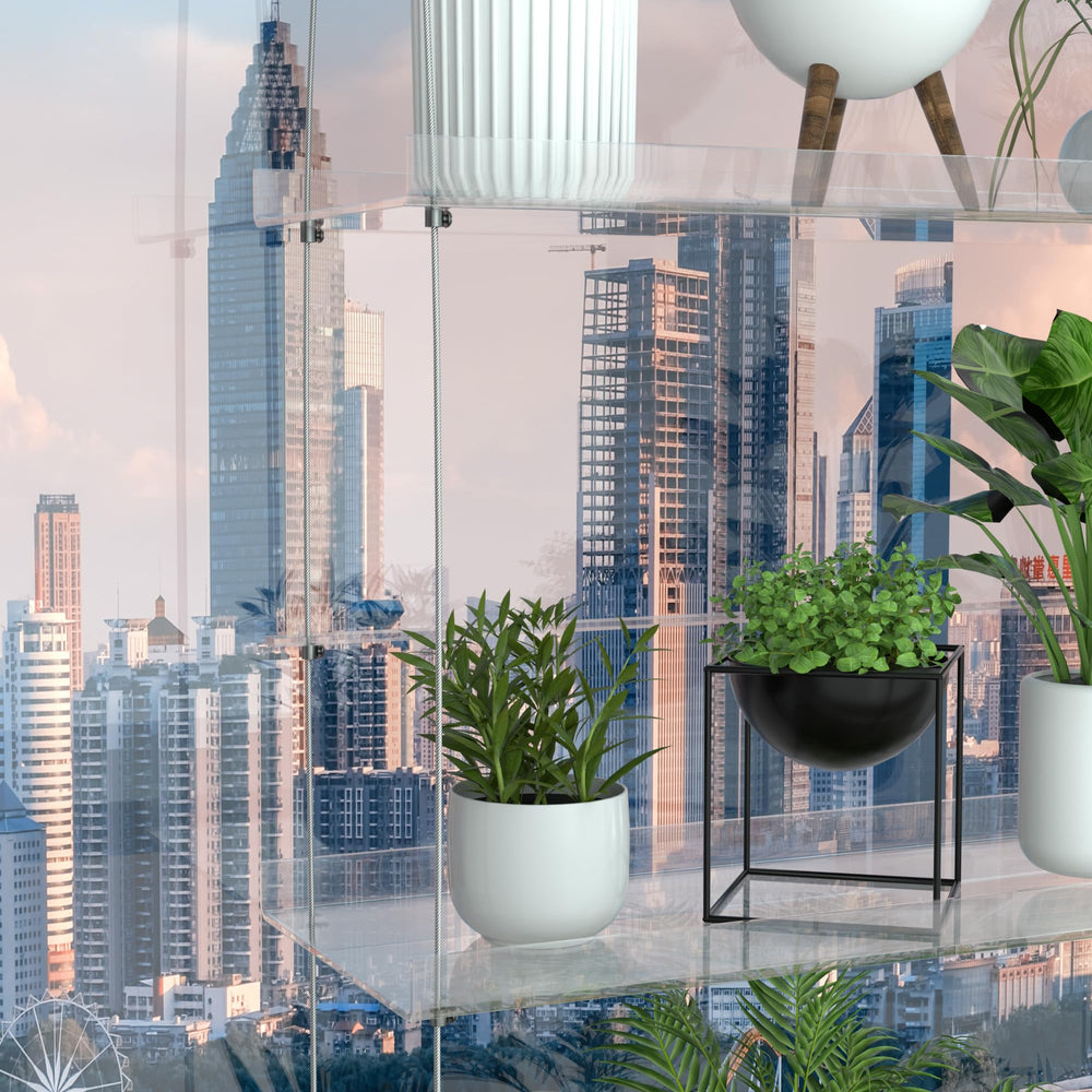 Jolitac shelf installed in sunny window with plants benefiting from abundant light