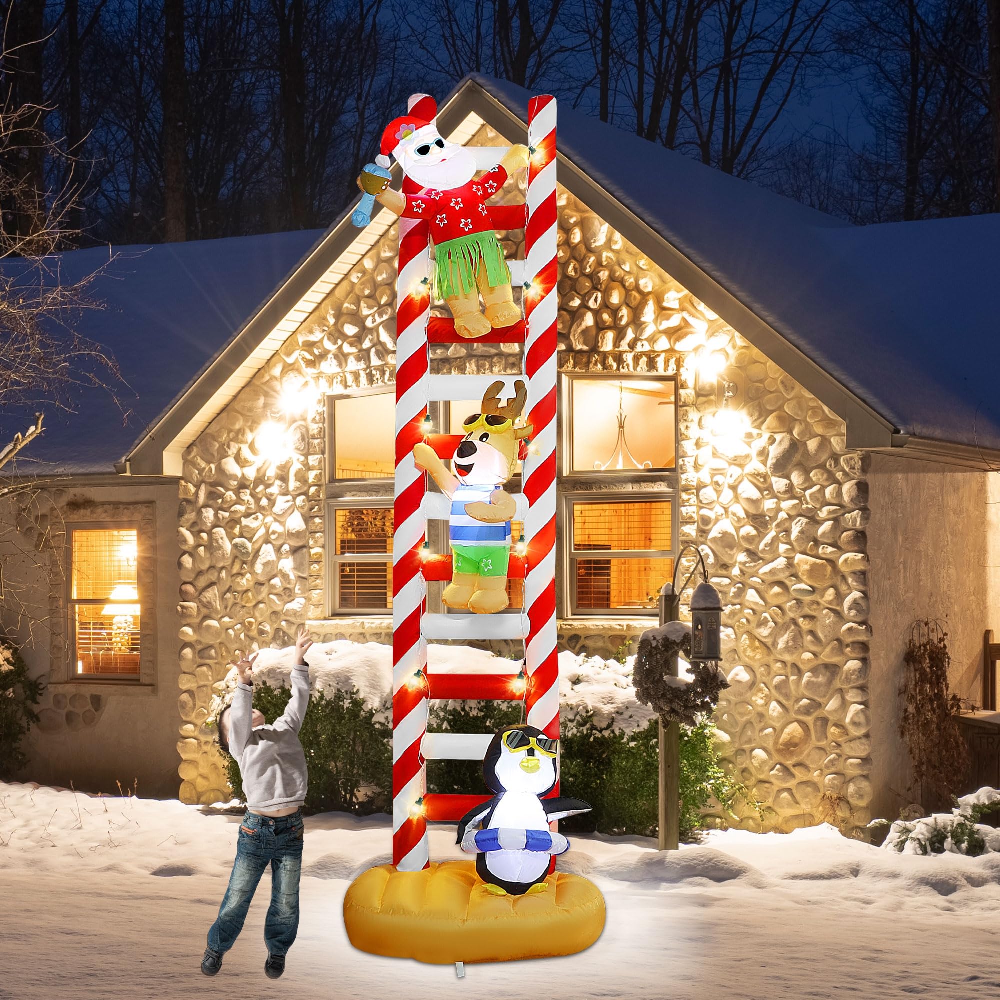 Joliyoou ladder scale against house roof to demonstrate 10ft height