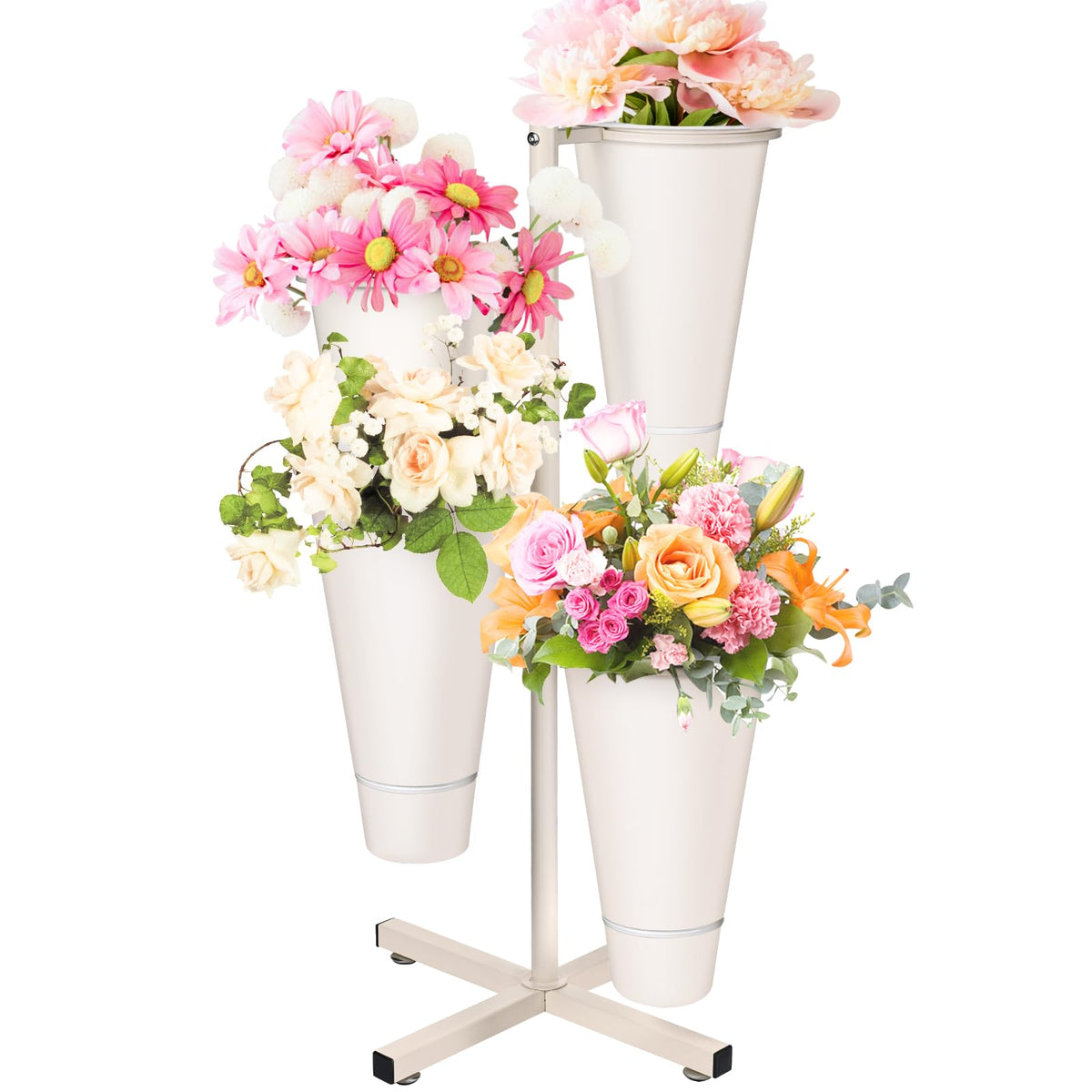 JolliKids front view of round flower stand showing farmhouse display benefit
