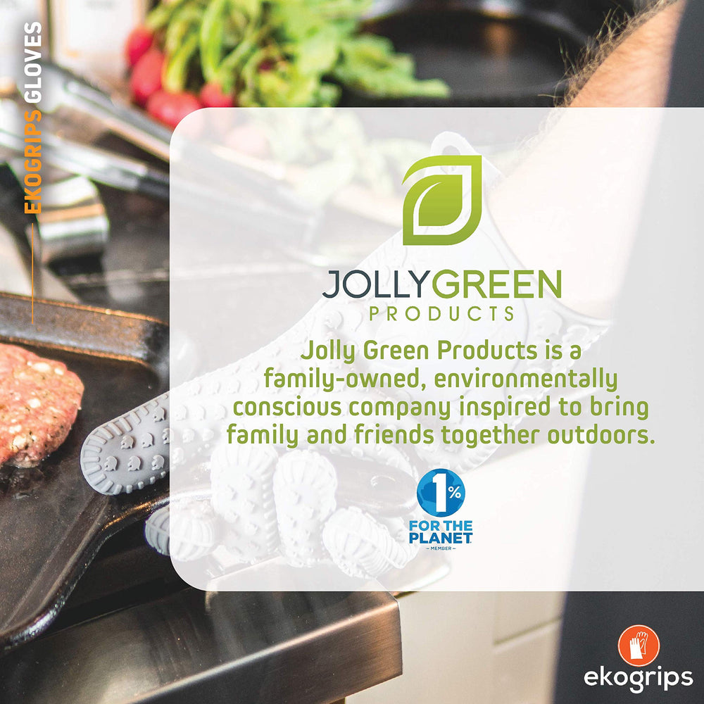 Jolly Green Ekogrips at campsite adding logs to fire for safer outdoor use