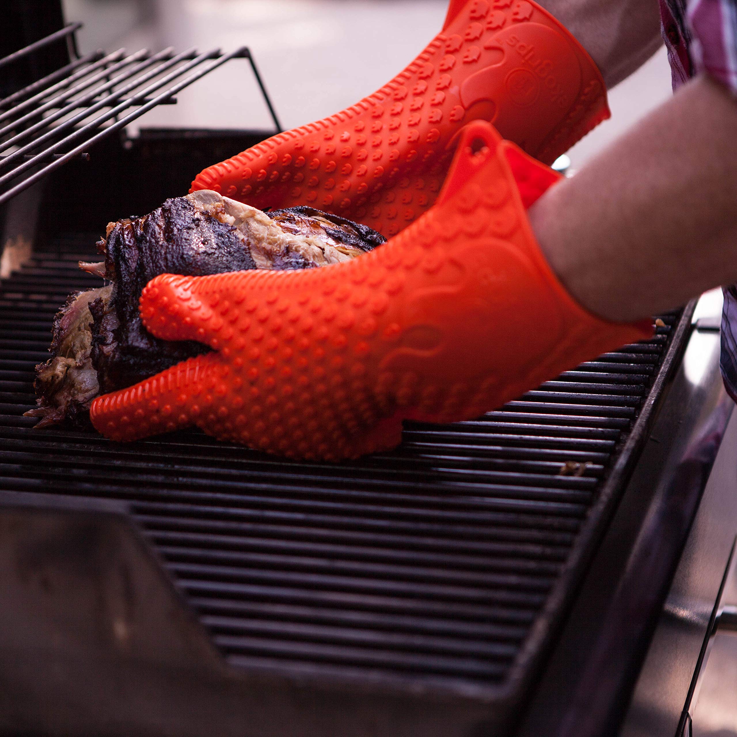 Jolly Green moving hot roast with gloves demonstrating secure heavy-lift protection
