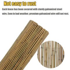 Jollybower rolled bamboo fence unrolled to show flexible installation benefit