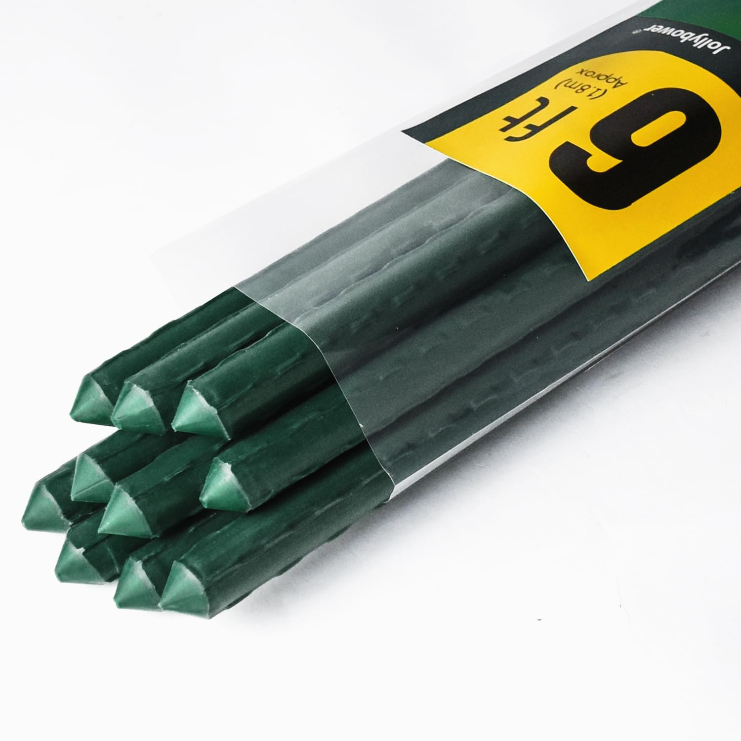 Jollybower front view of 10-pack stakes showing durable packaging and quantity benefit