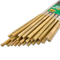 Jollybower front view of 25 bamboo stakes showing eco packaging and quantity