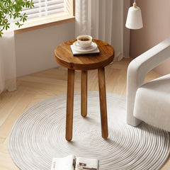 JOLLYMER front view of teak plant stand showing compact footprint and warm finish
