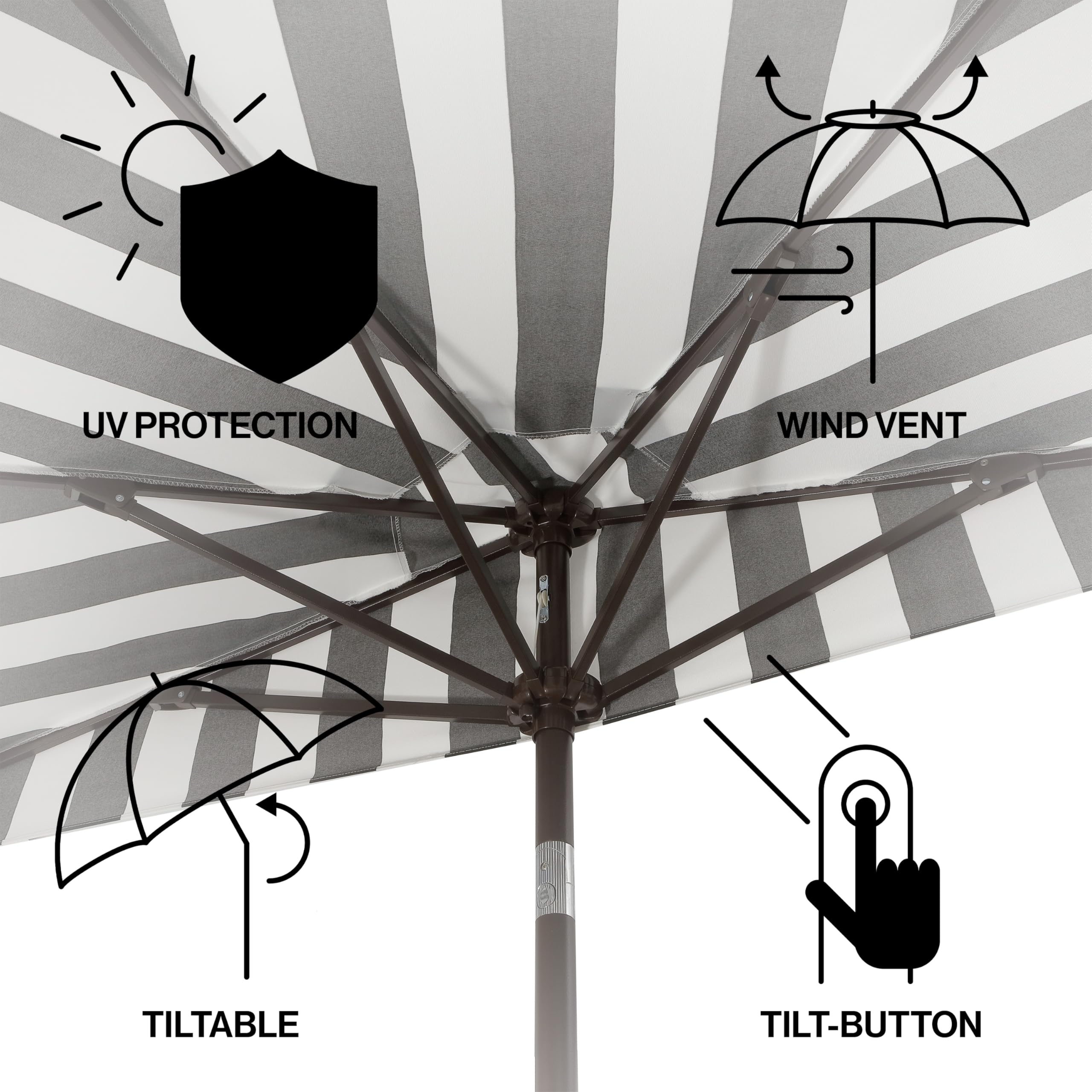 JONATHAN Y dark brown aluminum pole detail demonstrating durable construction